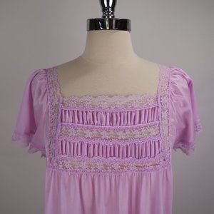 Vtg Rikki Lavender Long Lace Nightgown Lingerie Negligee Cottage Core Caftan M